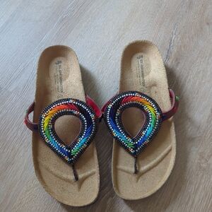 Sol John BirkenStock Sandals Womens US 11, EU 42 Thong Multicolor Beaded